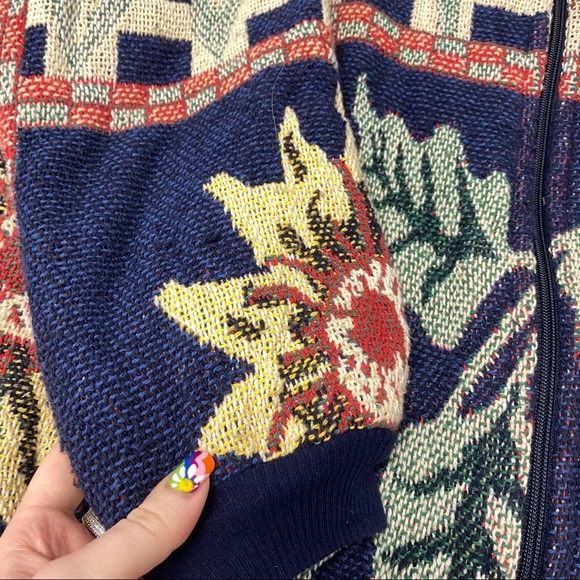 Vintage 80s 90s Maxson Tapestri full zip jacket floral garden boho OS - Picture 5 of 9